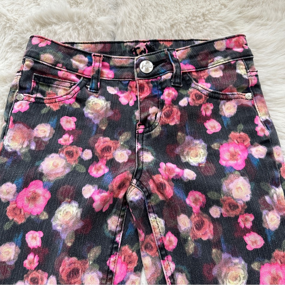 Justice floral print skinny jeans size girls 10 - Picture 4 of 11